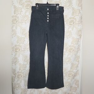 American Eagle Grey Super Hi-Rise Flare Cords sz 12 (38X30) Boho Button fly EUC